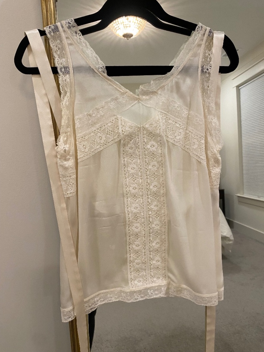 Dolce & Gabbana Ivory Silk Top with Lace Trim Size S - Picture 1 of 4